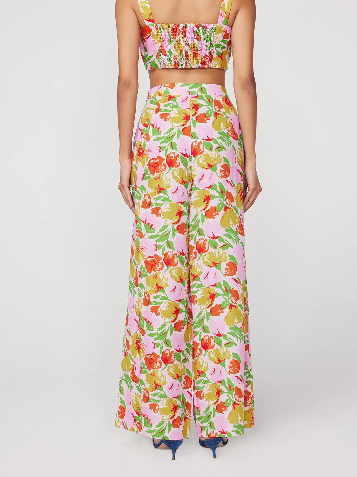 Angelina Pink Garden Floral Wide Leg Trousers