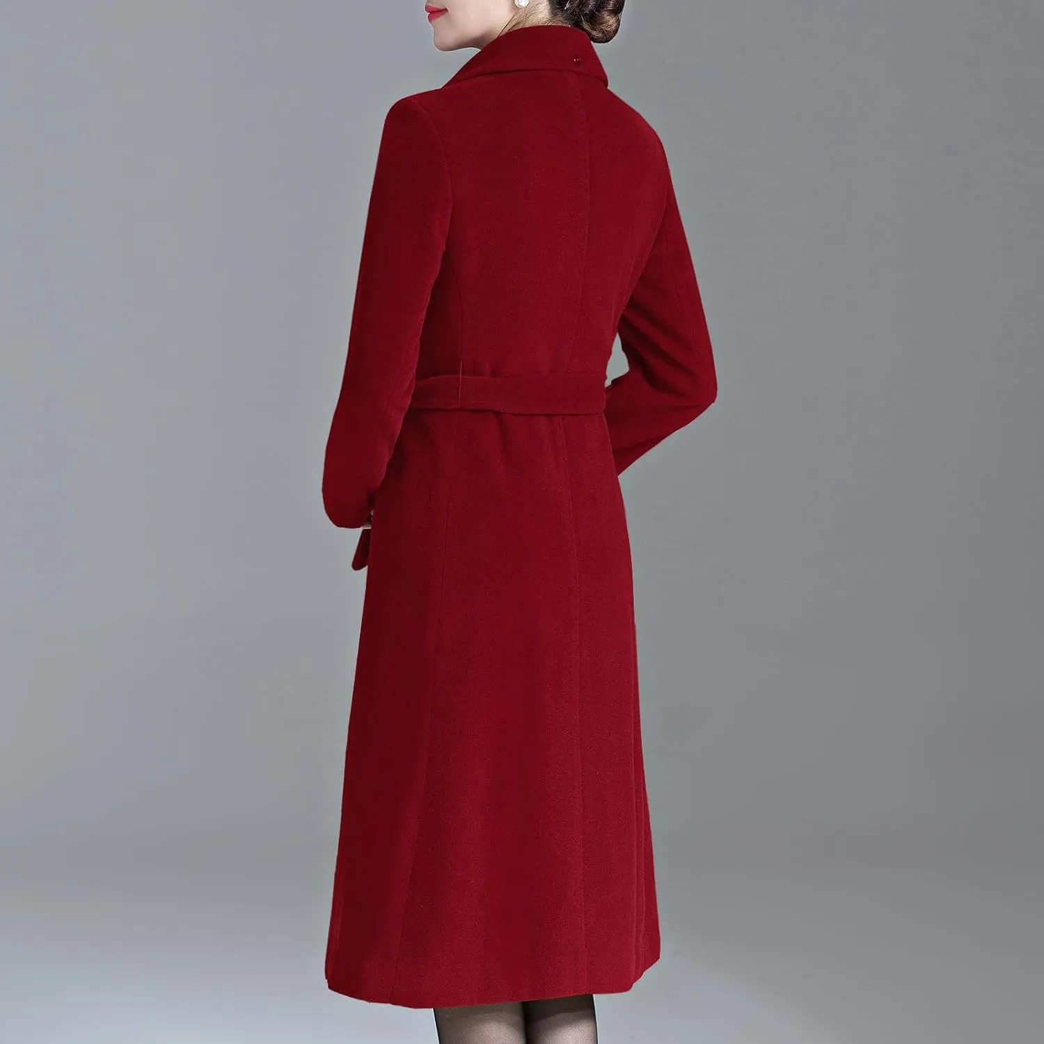 Aprsfn Women's Winter Wool Coats Warm Double-breasted Notched Lapel Jackets Midi Long Peacoat Long Sleeve Pea Coats
