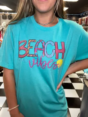 Beach Vibes Turquoise Tee
