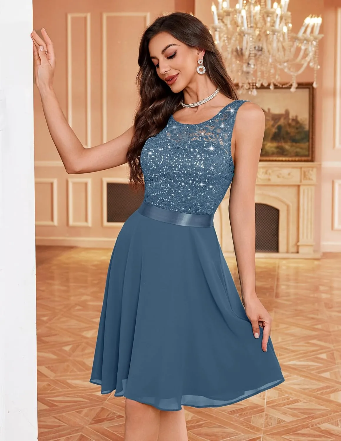 BeryLove Women Short Prom Dress Lace Wedding Guest Cocktail Party Bridesmaid Formal Dresses