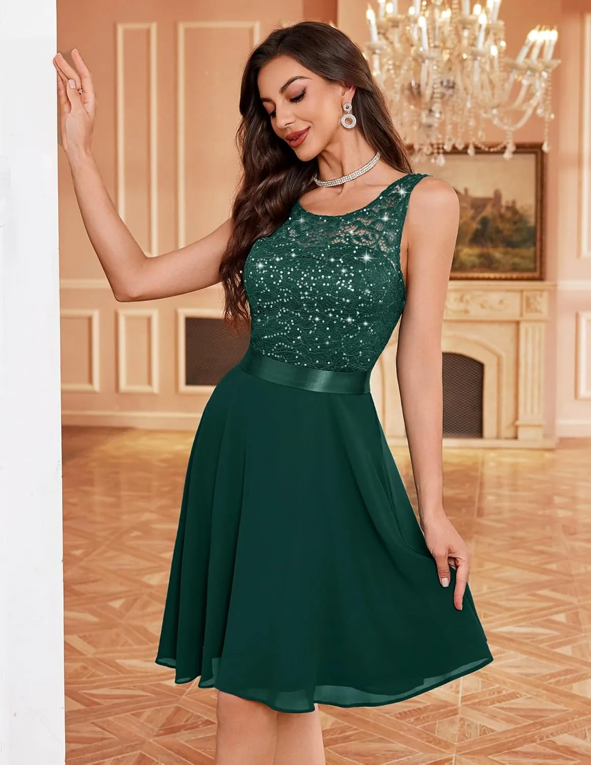 BeryLove Women Short Prom Dress Lace Wedding Guest Cocktail Party Bridesmaid Formal Dresses