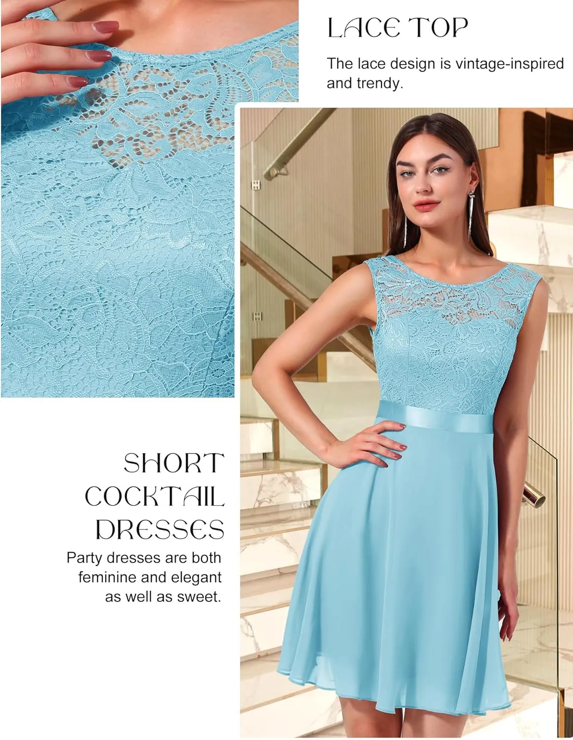 BeryLove Women Short Prom Dress Lace Wedding Guest Cocktail Party Bridesmaid Formal Dresses