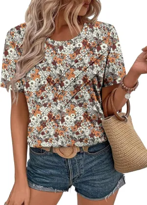 BETTE BOUTIK Womens Short Sleeve Summer Tops Pleated Tunic Tops Shirt S-3XL