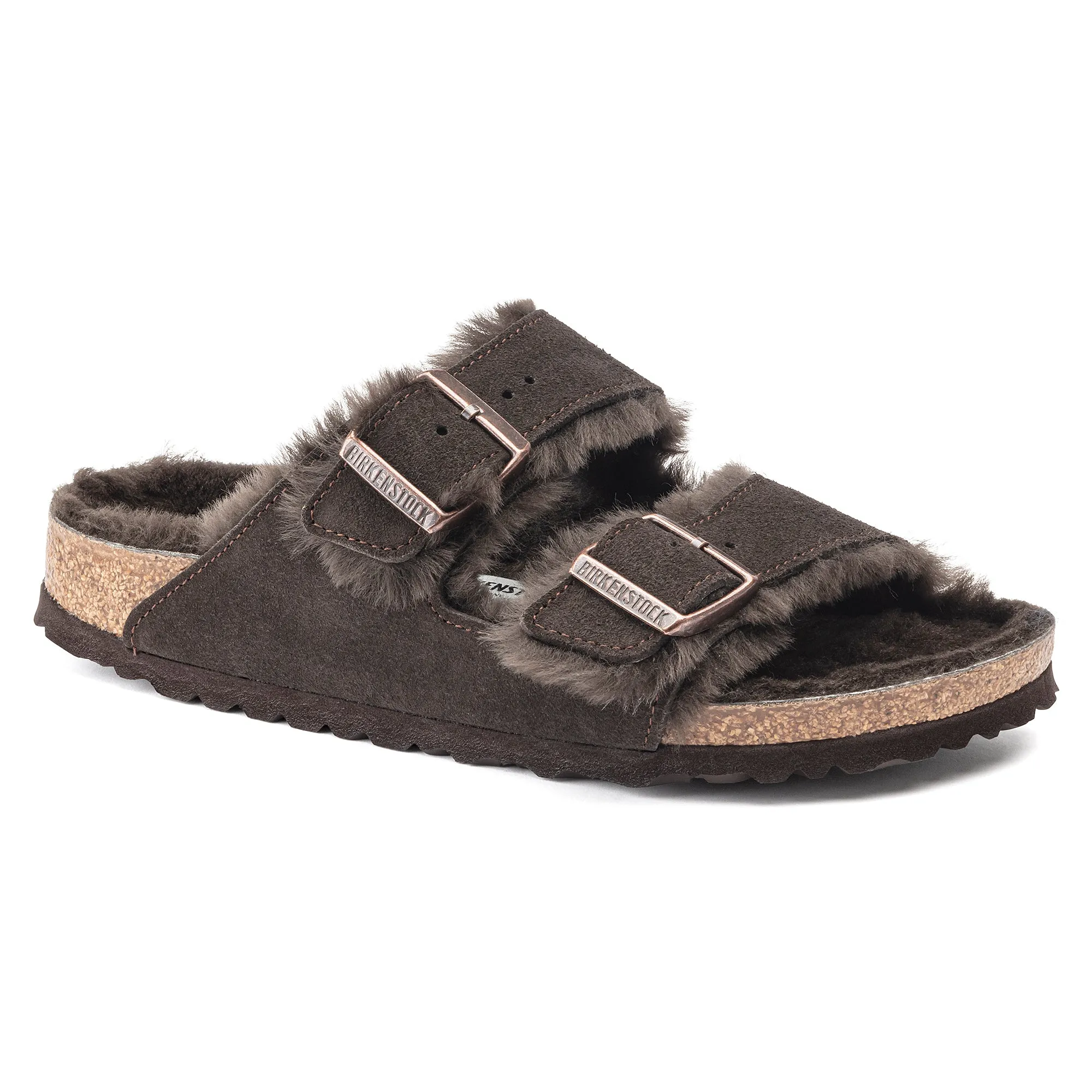 Birkenstock Arizona Shearling Suede Leather Color:  Mocha (MEDIUM/NARROW WIDTH)