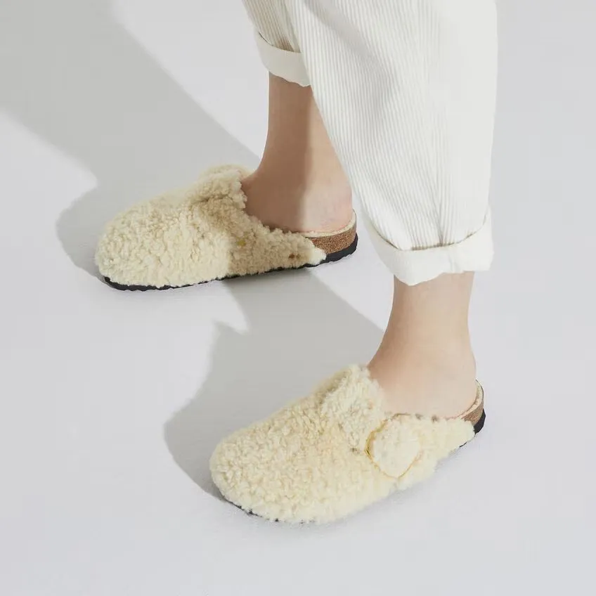 Birkenstock Boston Big Buckle Shearling N | Teddy Eggshell
