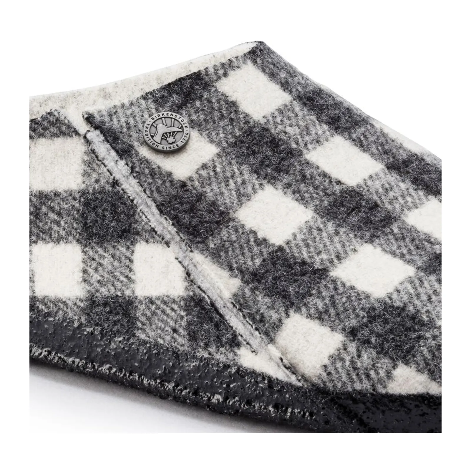Birkenstock Zermatt Narrow Slipper (Women) - White Plaid Wool/Natural Shearling