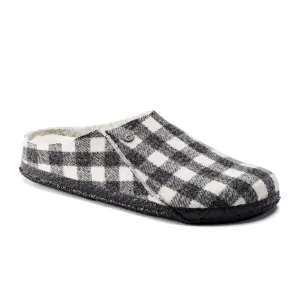 Birkenstock Zermatt Narrow Slipper (Women) - White Plaid Wool/Natural Shearling