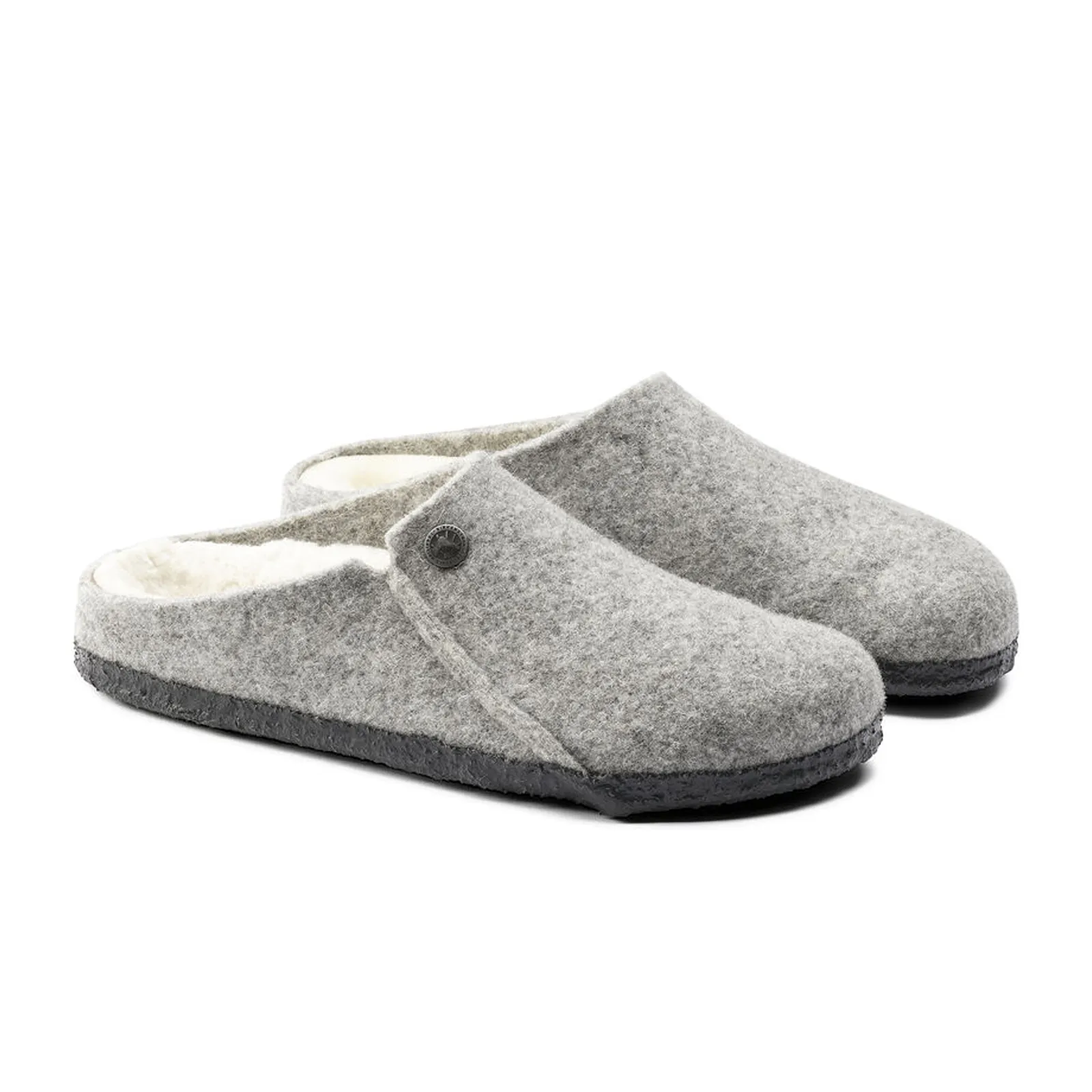 Birkenstock Zermatt Slipper (Women) - Light Gray Wool/Natural Shearling