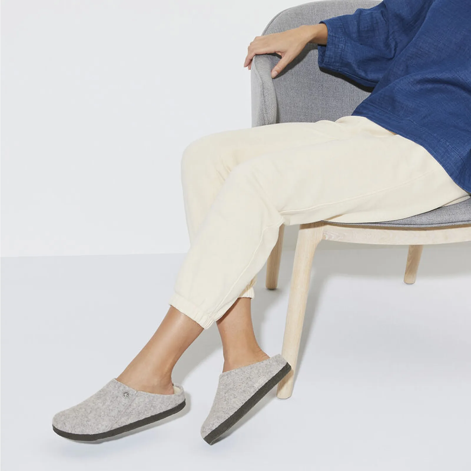 Birkenstock Zermatt Slipper (Women) - Light Gray Wool/Natural Shearling