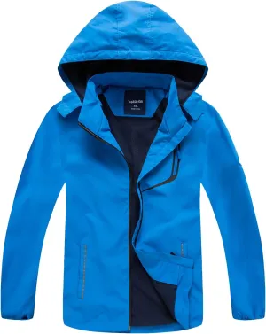 Boys Girls Waterproof Jackets, Windbreaker Rain Coats for children, Lightweight Windproof Outdoor Raincoat kids