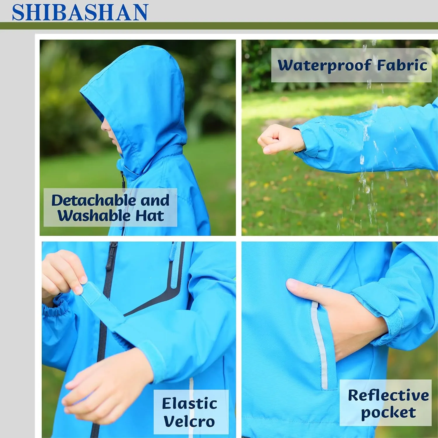 Boys Girls Waterproof Jackets, Windbreaker Rain Coats for children, Lightweight Windproof Outdoor Raincoat kids