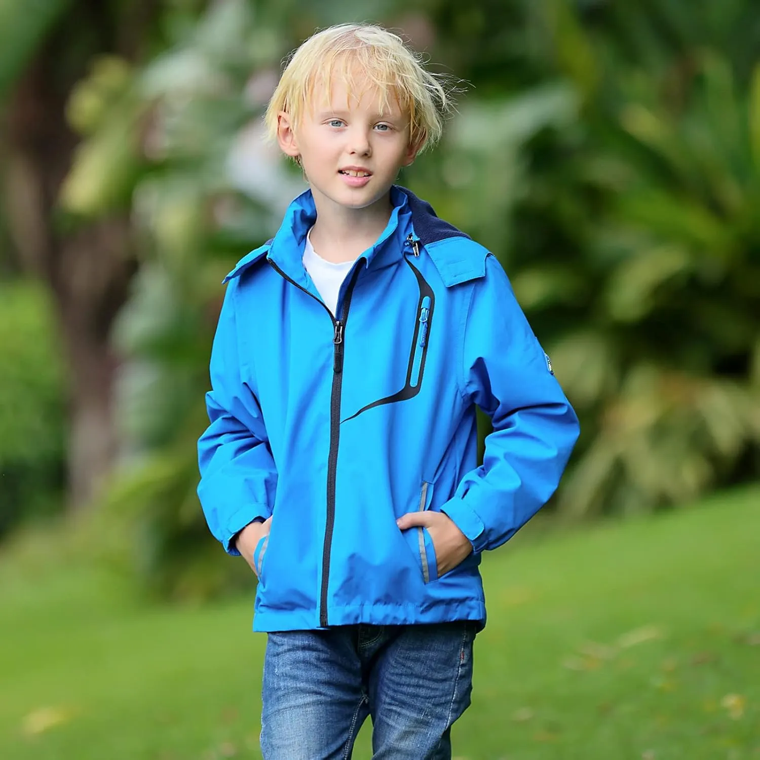 Boys Girls Waterproof Jackets, Windbreaker Rain Coats for children, Lightweight Windproof Outdoor Raincoat kids