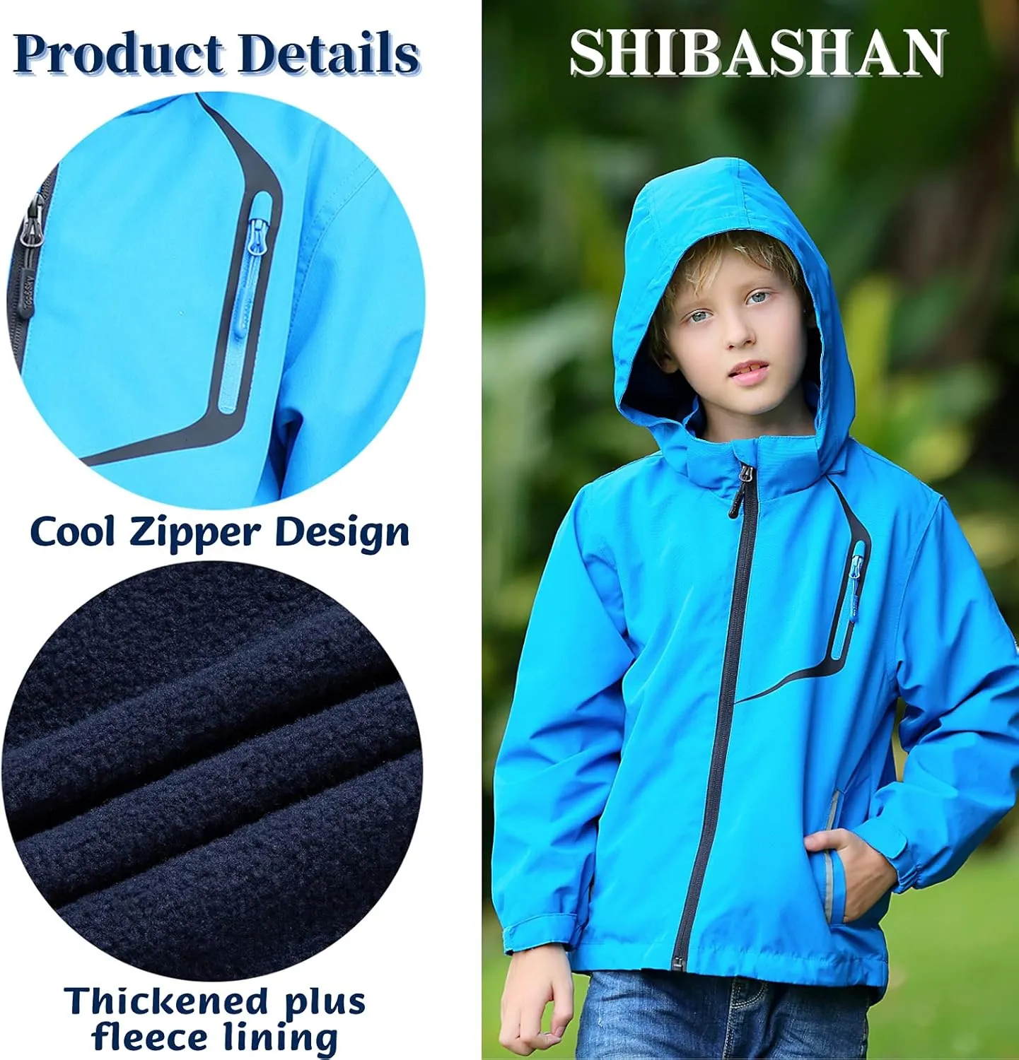 Boys Girls Waterproof Jackets, Windbreaker Rain Coats for children, Lightweight Windproof Outdoor Raincoat kids