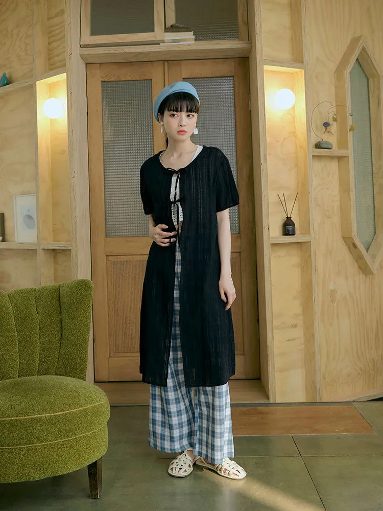 Casual Long Eyelet Cardigan Cover Up Top