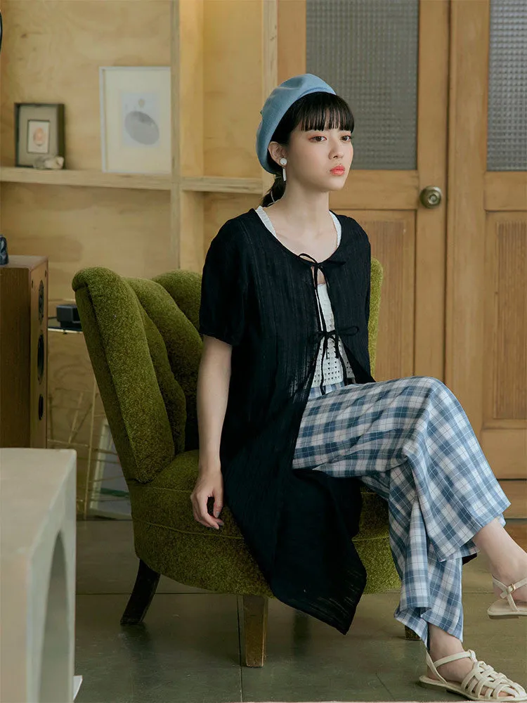 Casual Long Eyelet Cardigan Cover Up Top