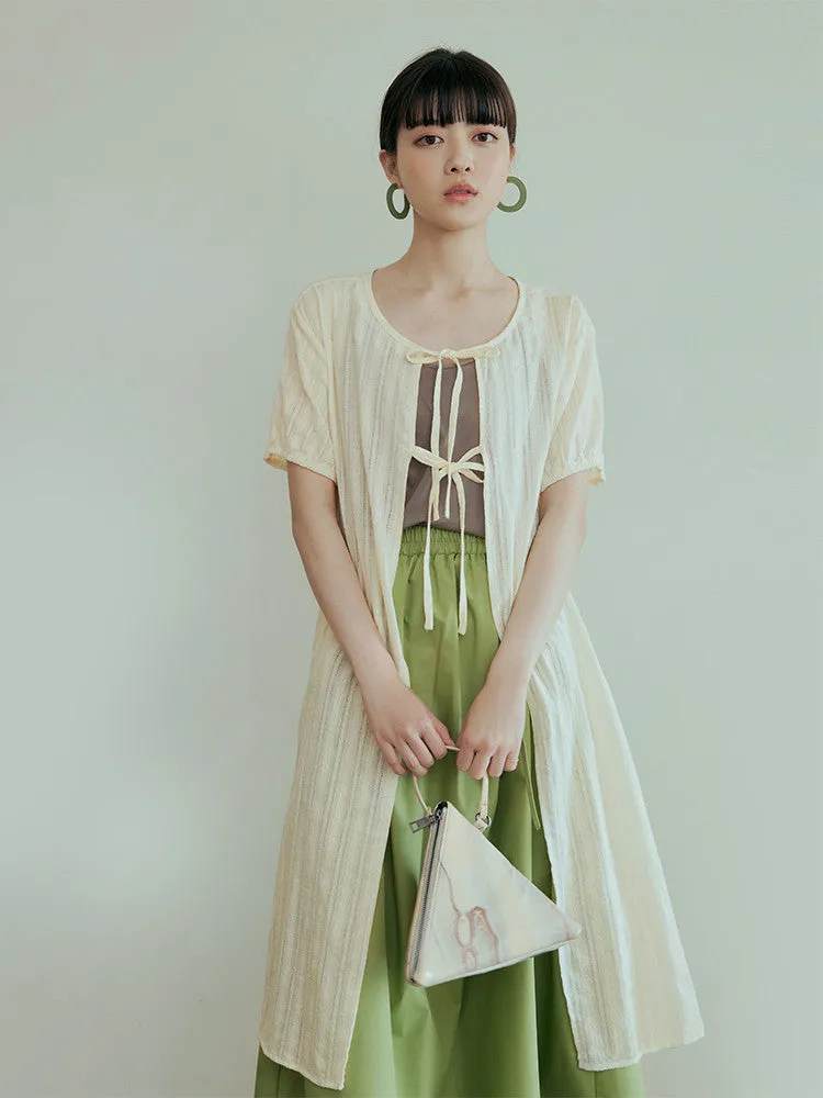 Casual Long Eyelet Cardigan Cover Up Top