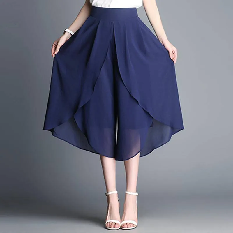 Casual Loose Wide Leg Palazzo Trousers Chiffon Stretch Pants (US 2-16)