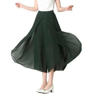 Casual Loose Wide Leg Palazzo Trousers Chiffon Stretch Pants (US 2-16)