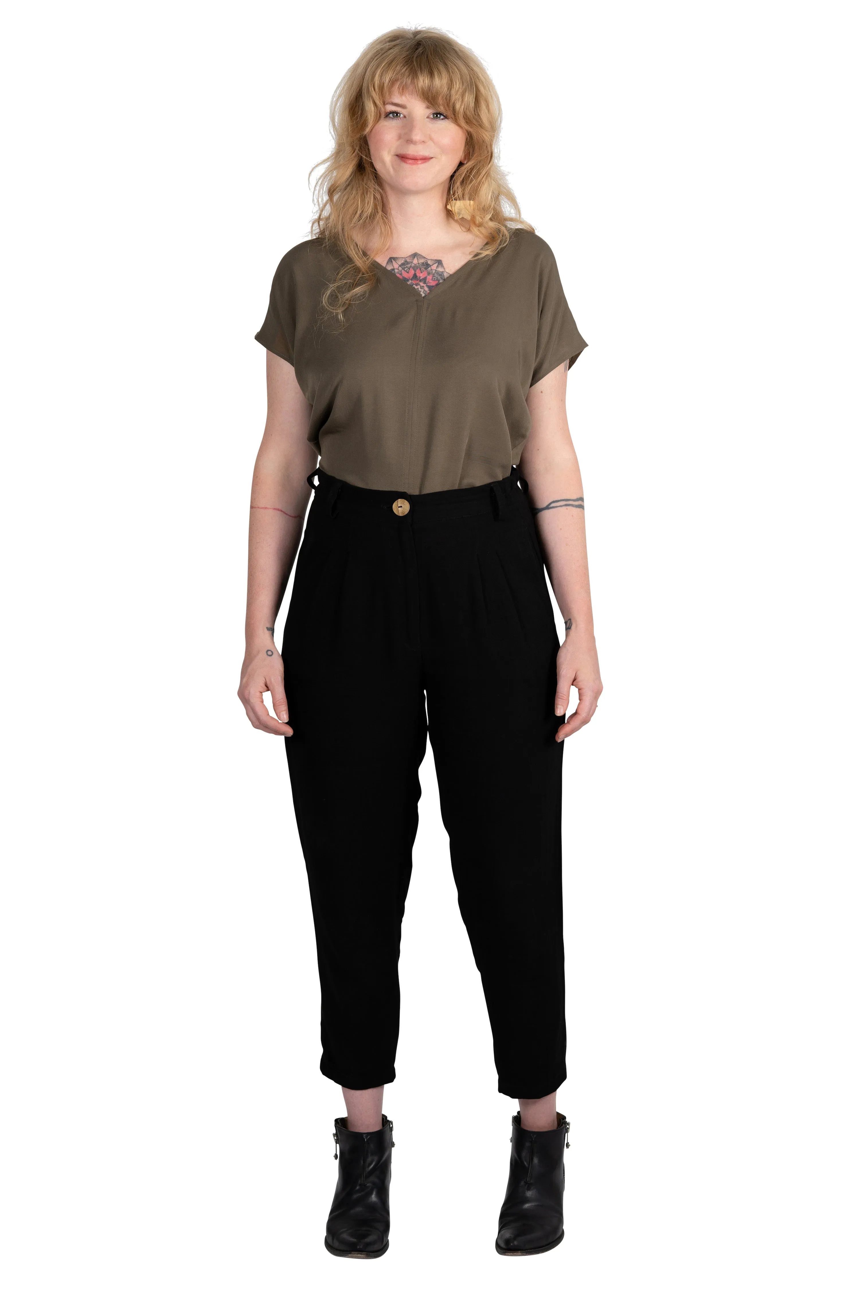 Dolman top in Olive Rayon Twill