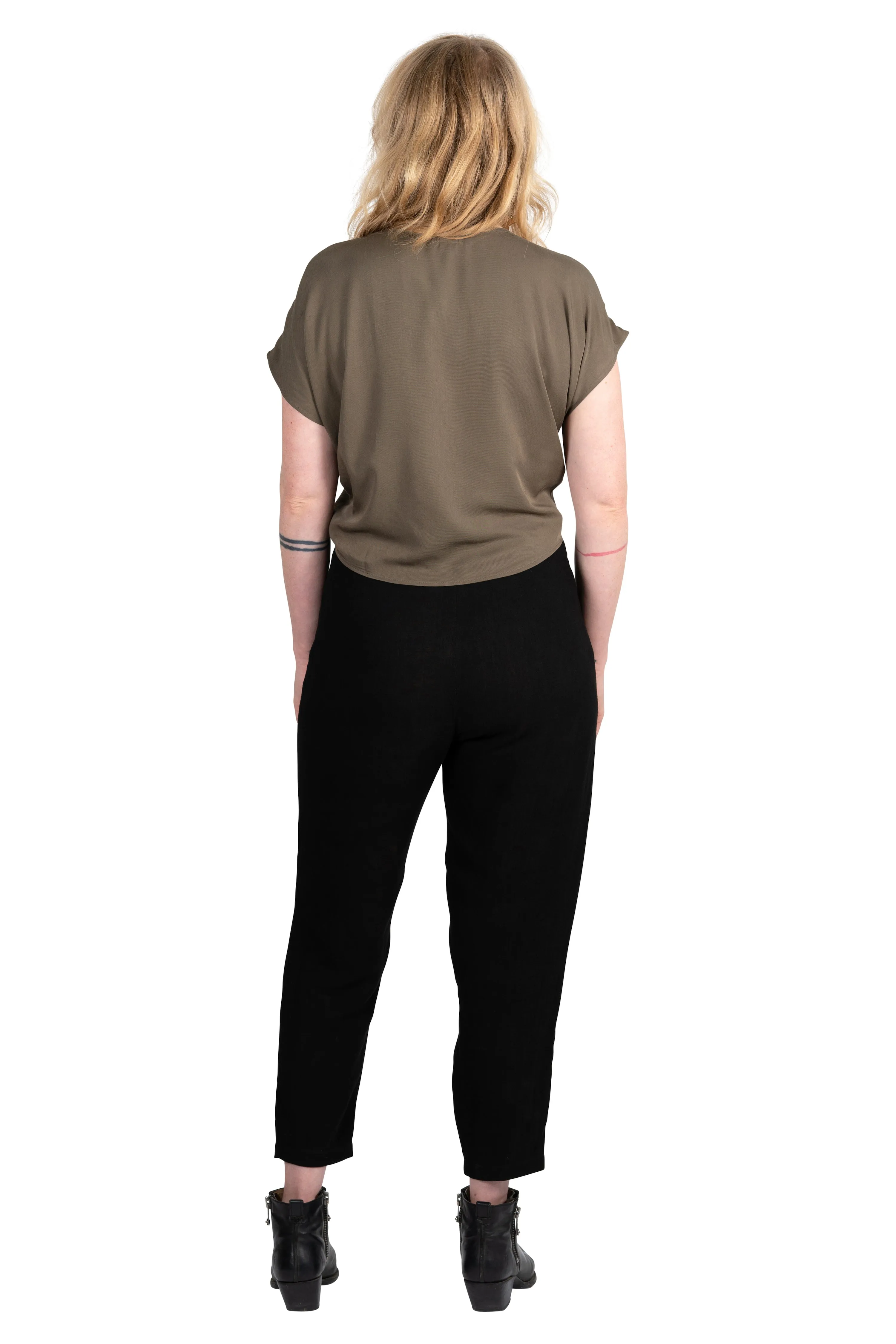 Dolman top in Olive Rayon Twill