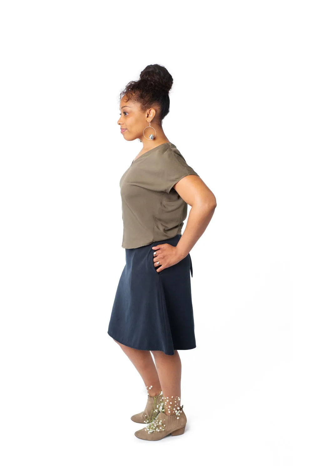 Dolman top in Olive Rayon Twill