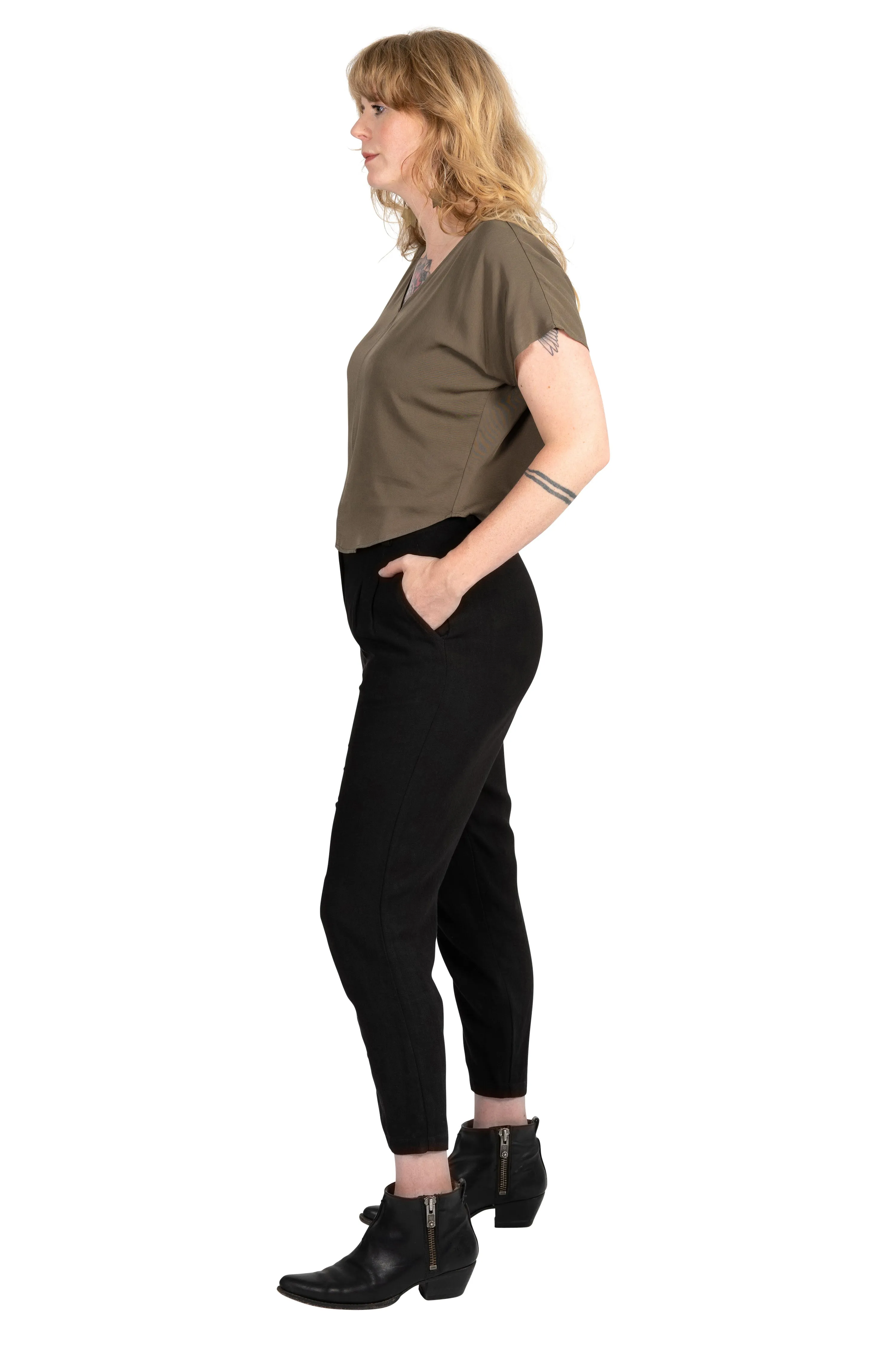 Dolman top in Olive Rayon Twill