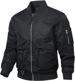 Finelylove Mens Flight Bomber Jacket Fall Winter Military Jacket Water Resistant Windbreaker Quilted Paded Outwear Coat