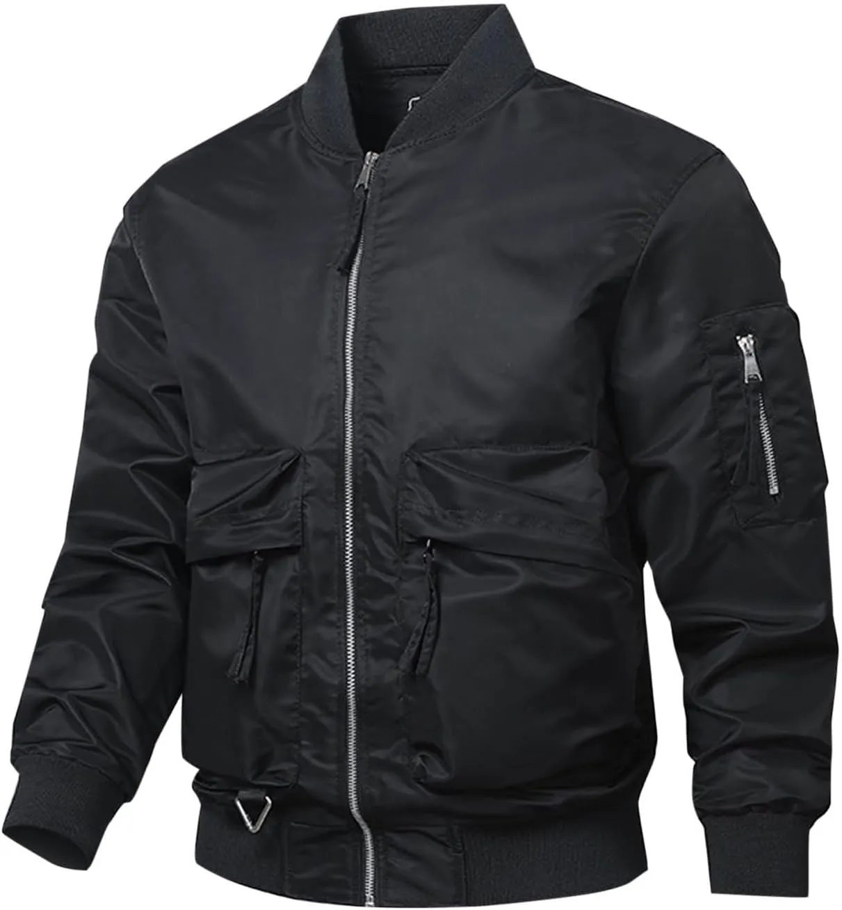 Finelylove Mens Flight Bomber Jacket Fall Winter Military Jacket Water Resistant Windbreaker Quilted Paded Outwear Coat