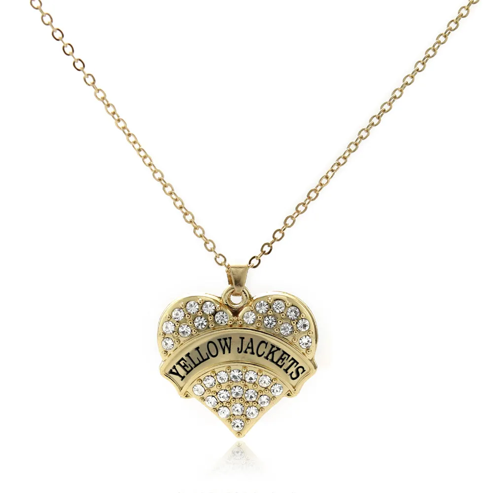 Gold Yellow Jackets Pave Heart Charm Classic Necklace