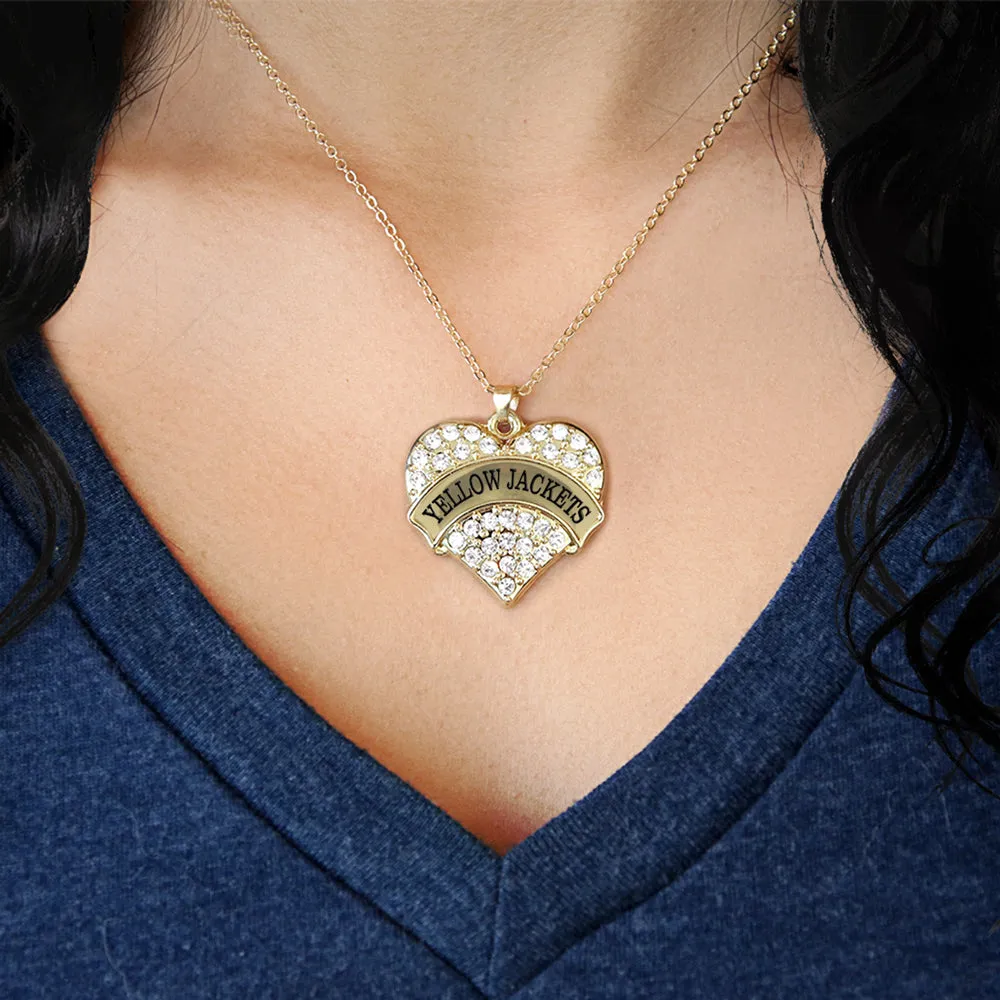 Gold Yellow Jackets Pave Heart Charm Classic Necklace