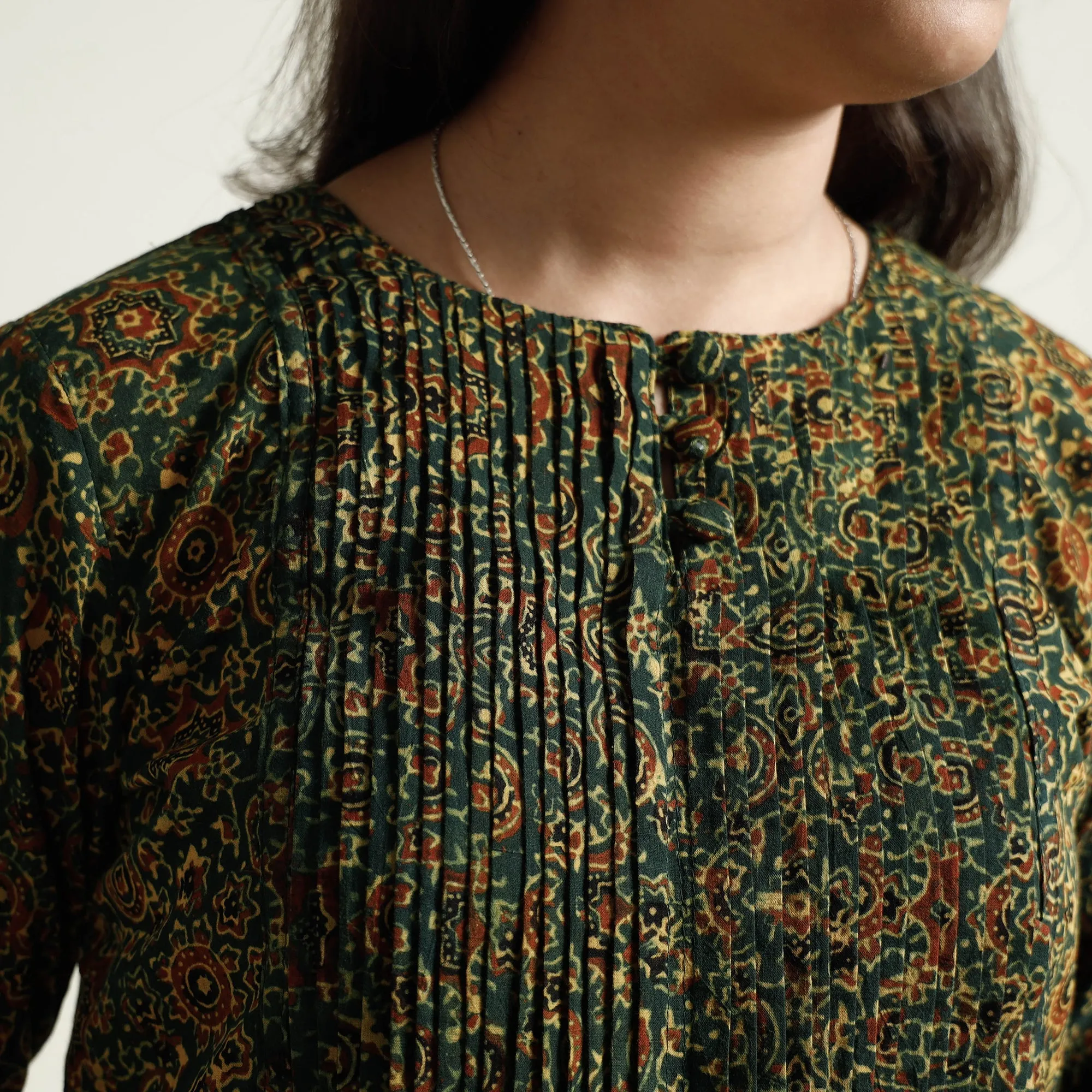 Green - Ajrakh Block Printed Cotton Kurta with Palazzo Set