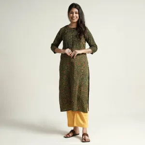 Green - Ajrakh Block Printed Cotton Kurta with Palazzo Set