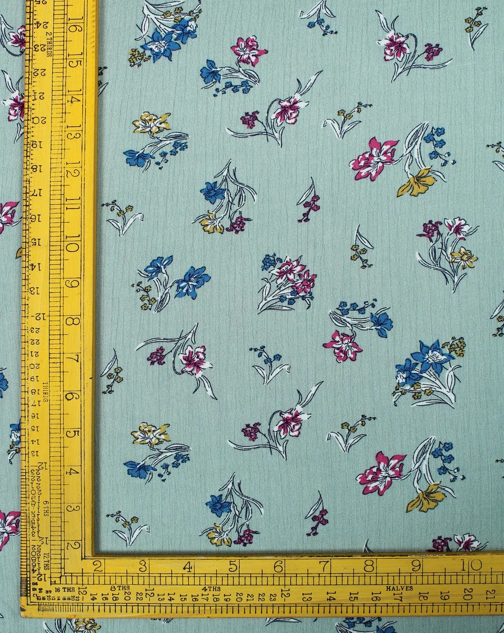 Green And Multicolor Floral Print Rayon Fabric