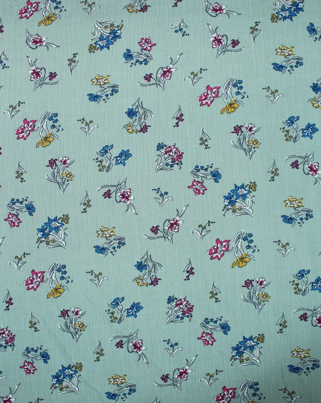 Green And Multicolor Floral Print Rayon Fabric
