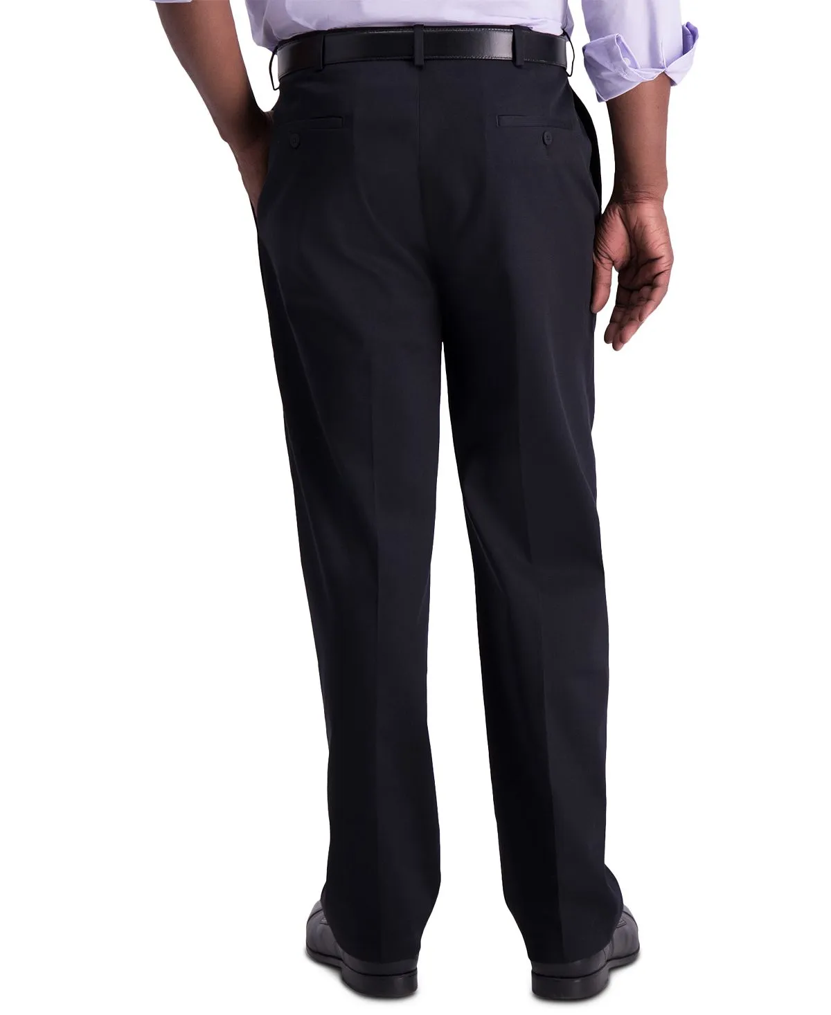 Haggar Men's Premium Regular Fit Pleated Pants Khaki Iron Free ,  black