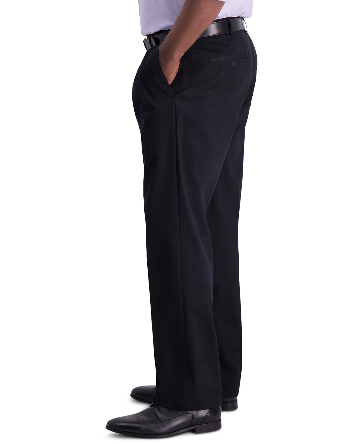 Haggar Men's Premium Regular Fit Pleated Pants Khaki Iron Free ,  black