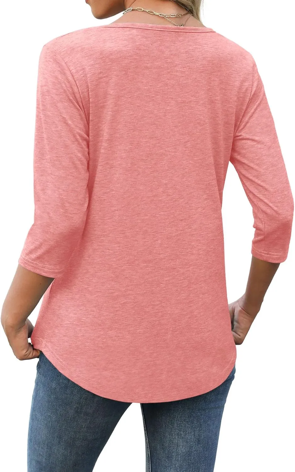 Heymiss Womens Tops 3/4 Sleeve V Neck Shirts Loose Casual Tunic Blouses Criss Cross Summer Tshirts
