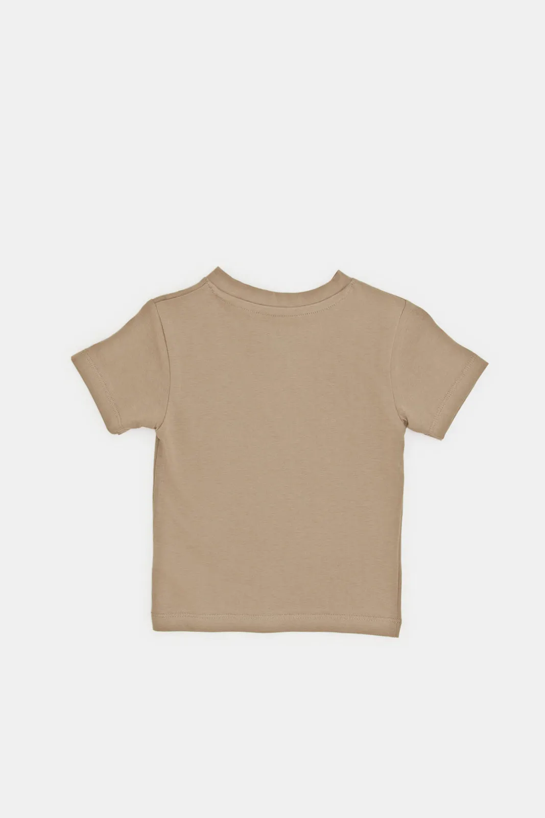 Infant Boys Brown Dino Print Henley T-Shirt