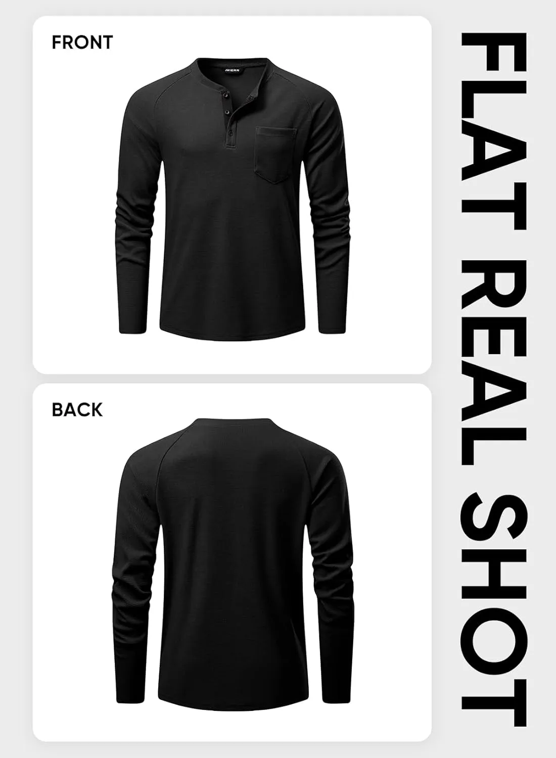 JMIERR Men's Waffle Henley Shirts Crewneck Long Sleeve Button Casual T-Shirt with Pocket
