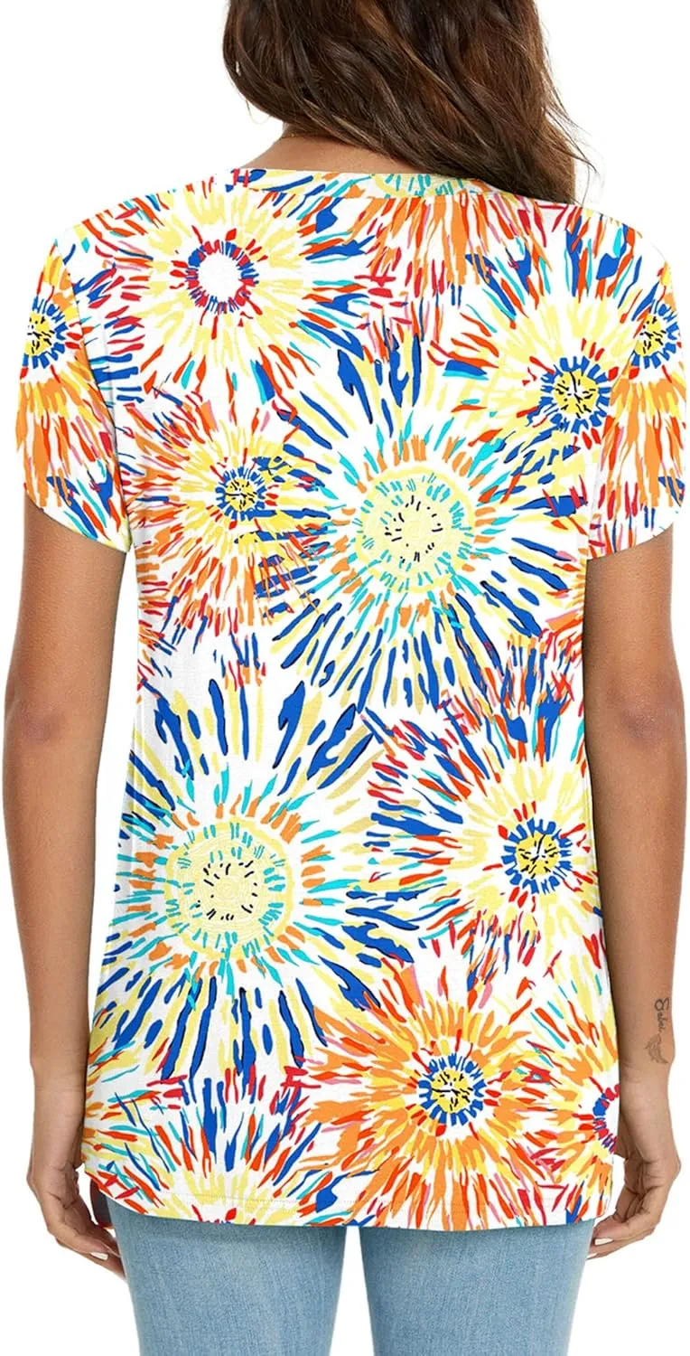KUOTAI Womens Tops Summer Casual T Shirts V Neck Petal Sleeve Blouses Shirts
