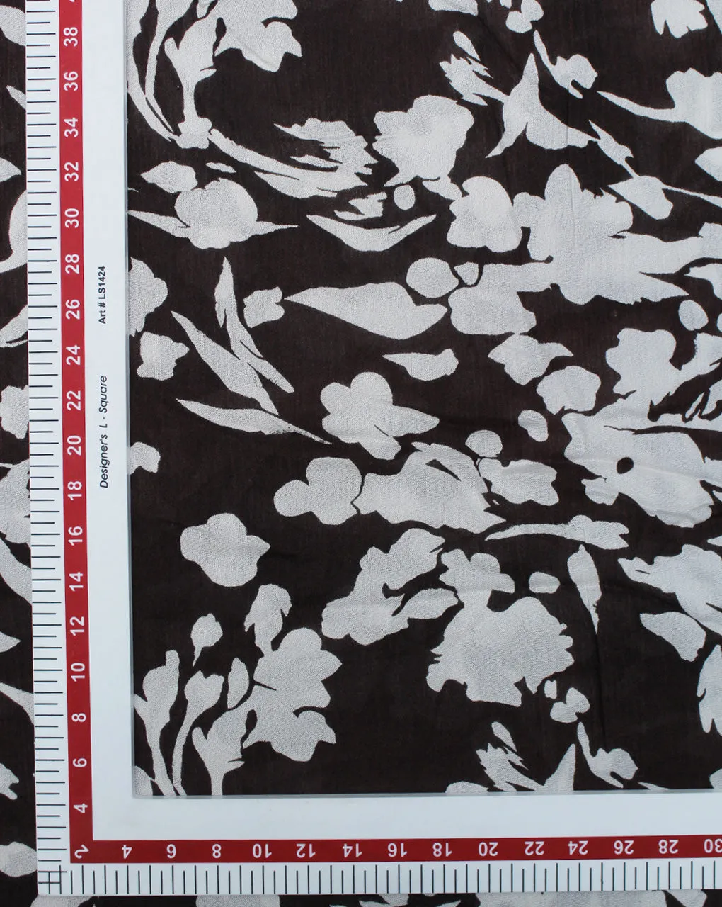 LIGHT BROWN & WHITE ABSTRACT DESIGN RAYON CREPE PRINTED FABRIC