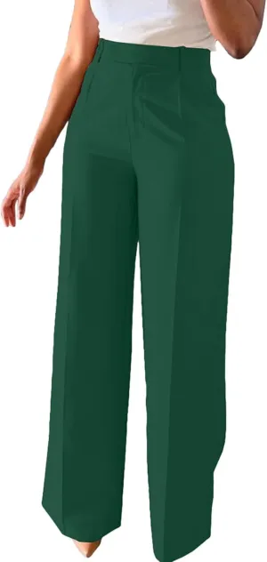 Lucuna Women's Wide Leg Dress Pants High Waisted Straight Leg Slacks Business Office Work Pants Trousers
