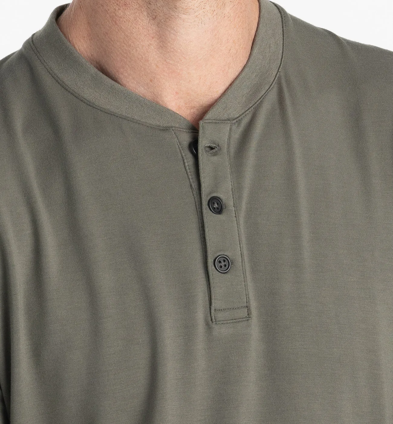 Men's Bamboo Flex Long Sleeve Henley - Fatigue