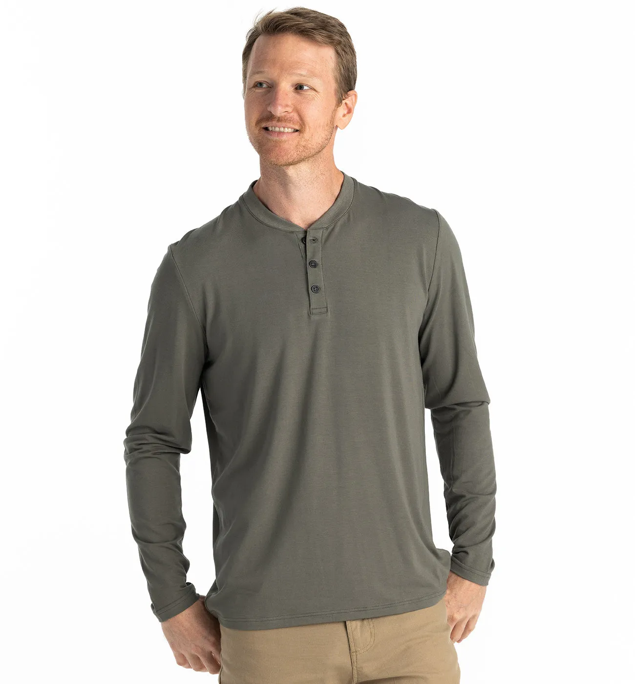 Men's Bamboo Flex Long Sleeve Henley - Fatigue