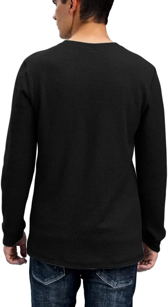 Men's Waffle Long Sleeve Shirt Henley Shirt for Men