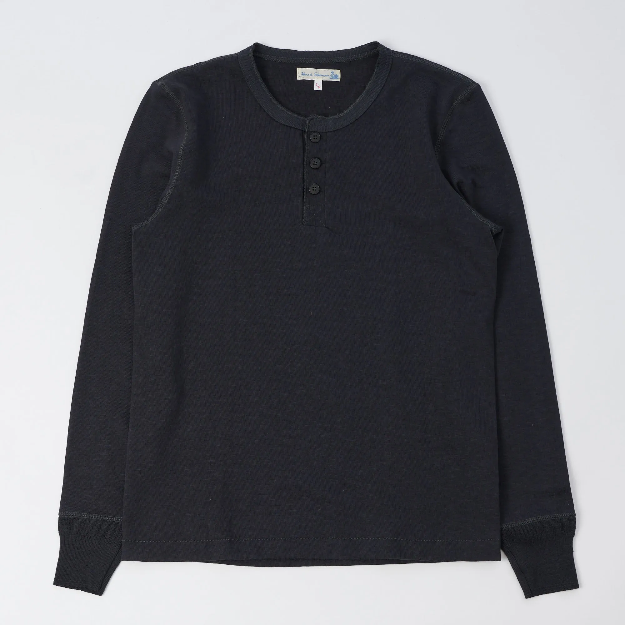 Merz b. Schwanen 2S04 Long Sleeve Henley - Charcoal