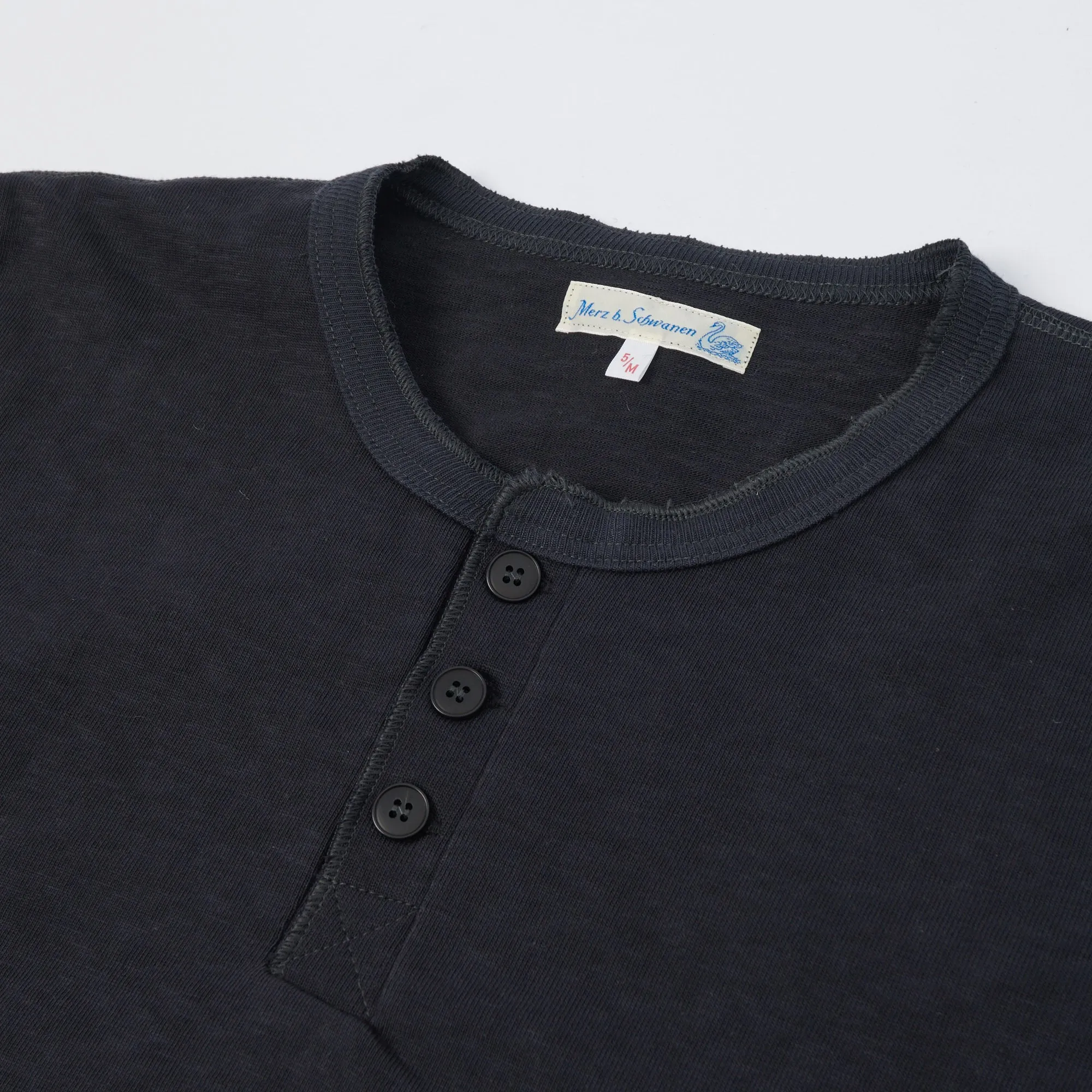 Merz b. Schwanen 2S04 Long Sleeve Henley - Charcoal