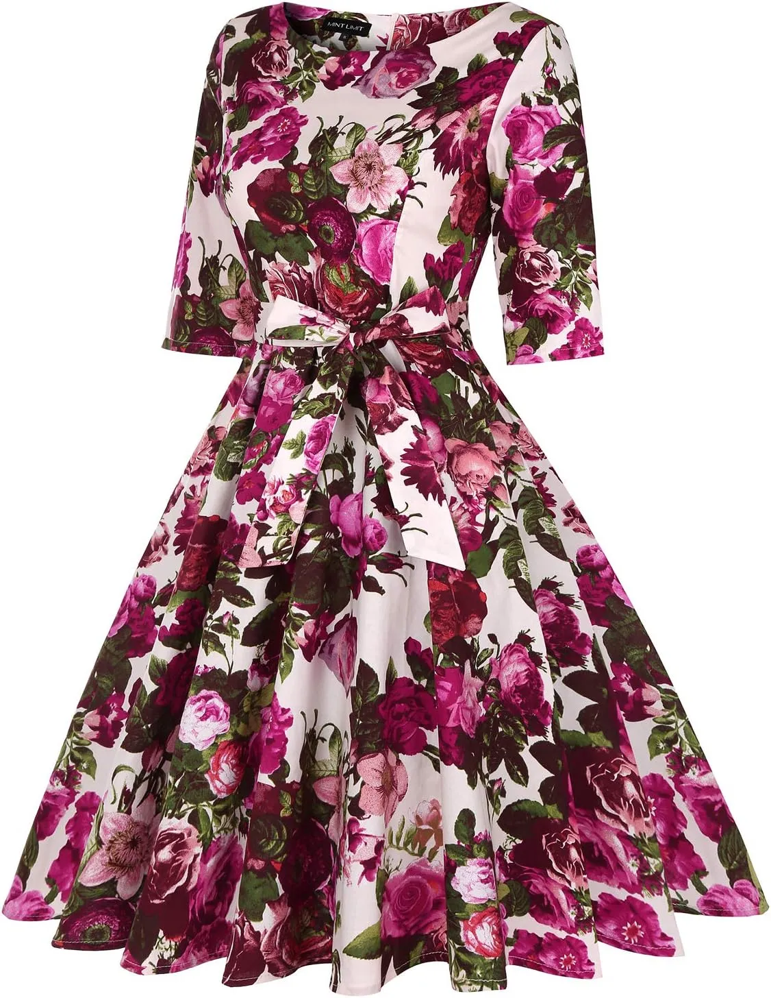 MINTLIMIT Women's 1950 Vintage Retro Rockabilly Dress Cocktail Party Prom Swing Dresses with Pockets