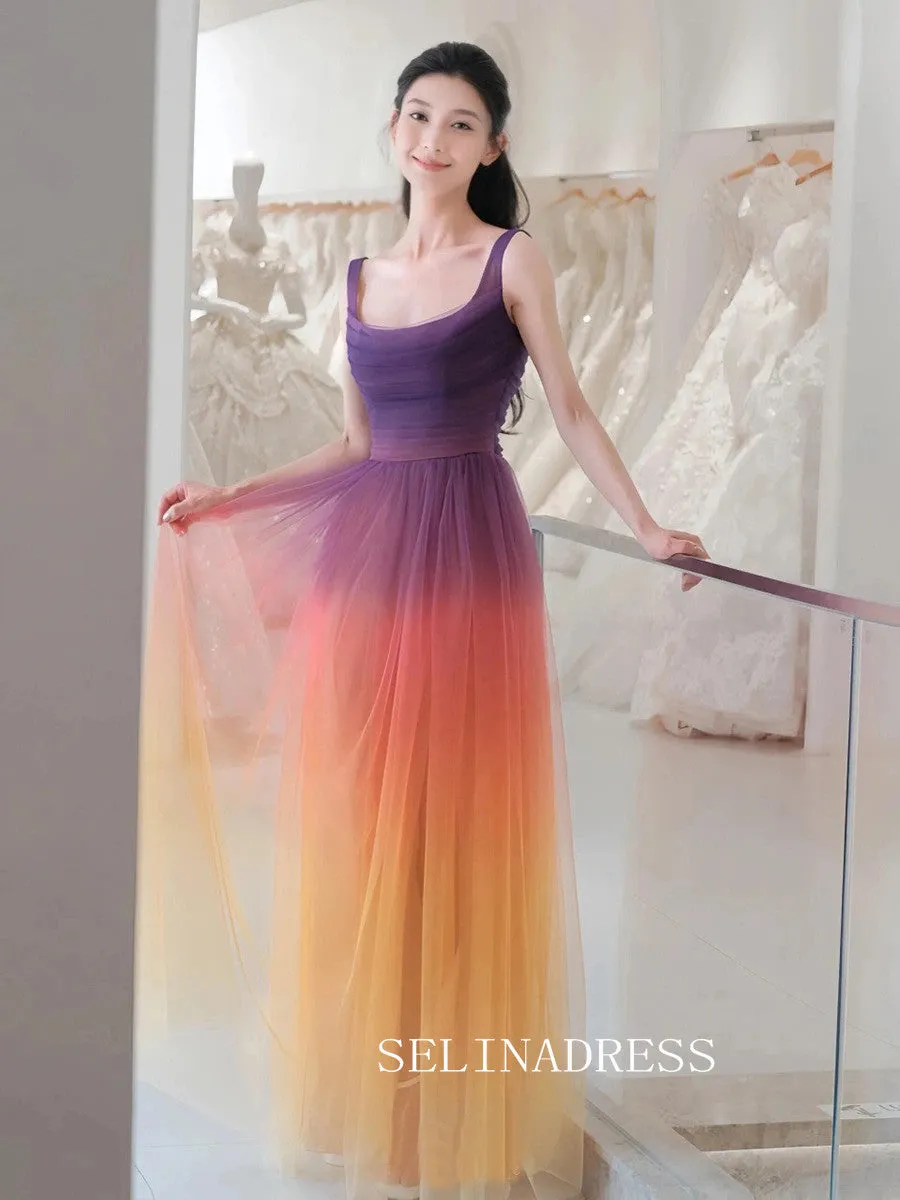 Multi-Colors Split Prom Dresses Princess  Square Neckline Ball Gown Formal Dresses TKL2102