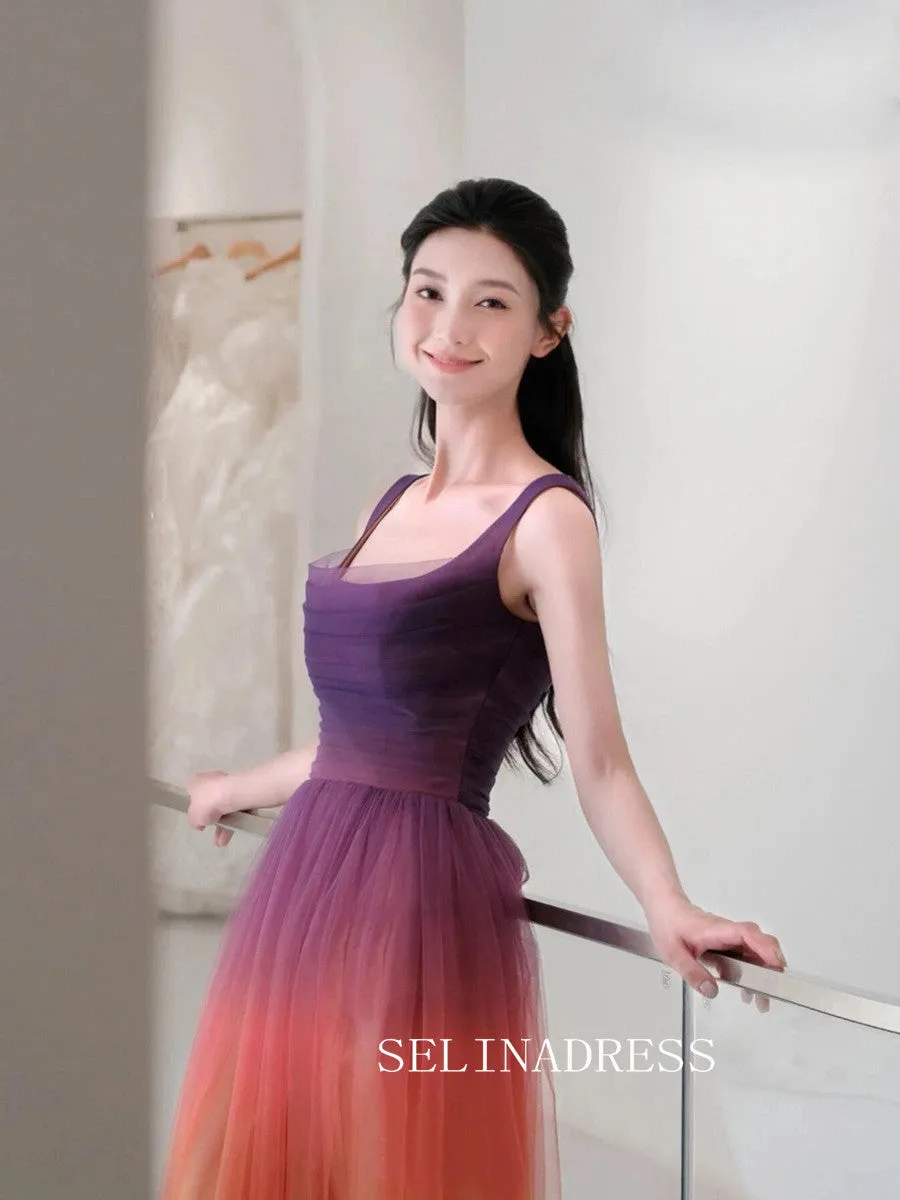 Multi-Colors Split Prom Dresses Princess  Square Neckline Ball Gown Formal Dresses TKL2102